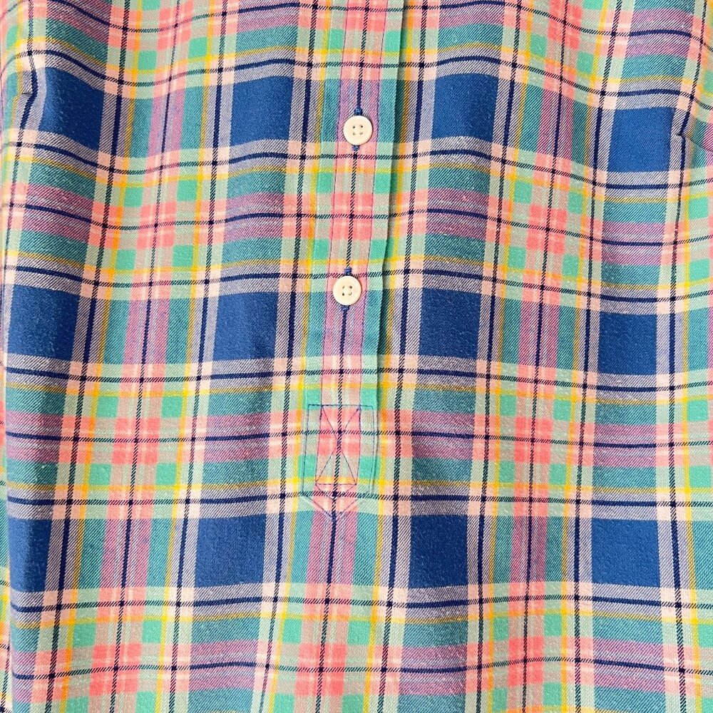 Vineyard Vines Shirt Womens Plaid Adj Long Sleeve Sz 8 Tunic Preppy Logo - Picture 4 of 13